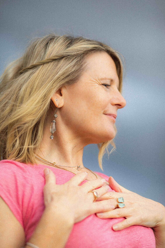 Brand photography portrait of a somatic coach, natural light, calm expression, photographed in Lincolnshire.